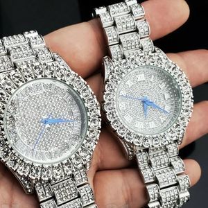 Hip Hop Iced White Gold Watch Couple Set
